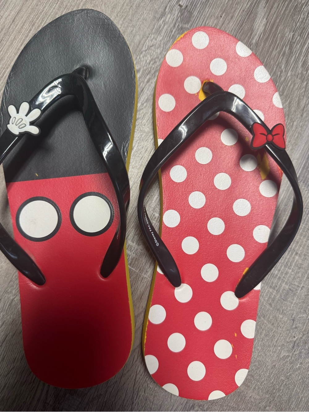 Red Polka Dot Flip Flops with Black Straps